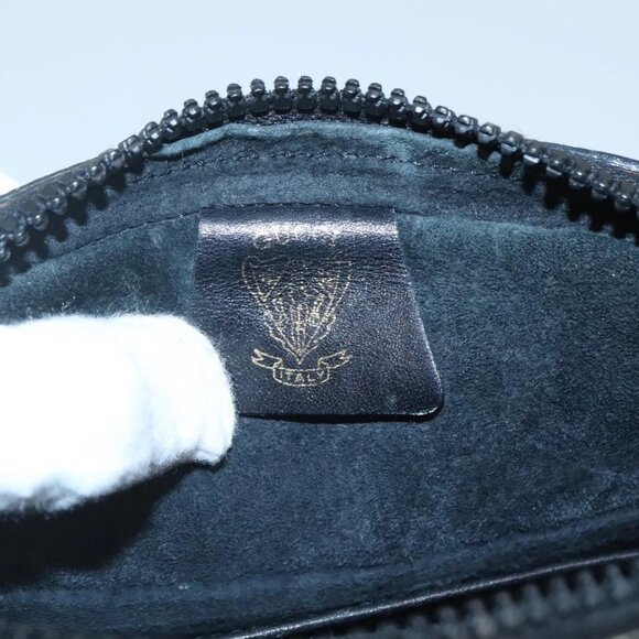 GUCCI Micro GG Canvas Web Sherry Line Shoulder Bag Black Gold Red Auth - Picture 13 of 16